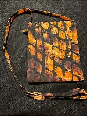Handmade in Uganda Orange & Black Patterned Crossbody Bag. New, never used.